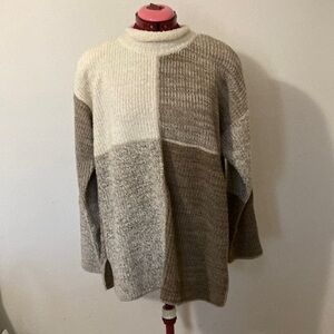 CARRIAGE COURT Small vintage Sweater roll neckline. Drop shoulder patch design